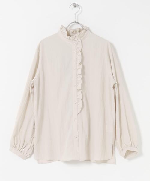 URBAN RESEARCH ROSSO WOMEN（アーバンリサーチ　ロッソ）の「『WEB限定』フリルスタンドカラーシャツ（シャツ/ブラウス・レディース・ベージュ/オフホワイト/ブラック・FREE）」の10枚目の写真