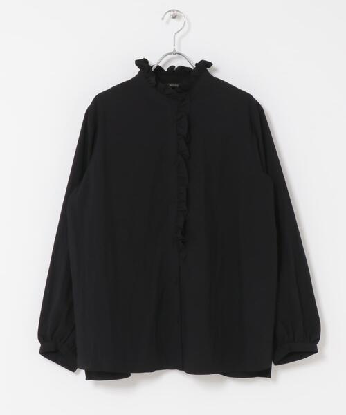 URBAN RESEARCH ROSSO WOMEN（アーバンリサーチ　ロッソ）の「『WEB限定』フリルスタンドカラーシャツ（シャツ/ブラウス・レディース・ベージュ/オフホワイト/ブラック・FREE）」の4枚目の写真