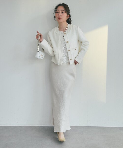 ON・OFF兼用】ファンシーツイードクロップドジャケット（テーラード