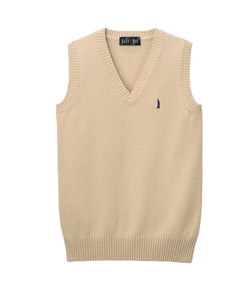 EASTBOY(イーストボーイ)の「ベスト 綿 7G ニット 通学 女子 制服 学生服 中学生 高校生 スクール(ベスト・キッズ・オフホワイト/ブラック/ライトグレー/ネイビー/ベージュ・9号/11号/13号/7号)」の4枚目の写真