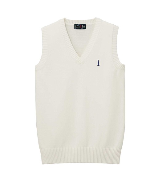 EASTBOY(イーストボーイ)の「ベスト 綿 7G ニット 通学 女子 制服 学生服 中学生 高校生 スクール(ベスト・キッズ・オフホワイト/ブラック/ライトグレー/ネイビー/ベージュ・9号/11号/13号/7号)」の2枚目の写真