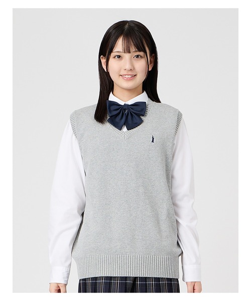 EASTBOY(イーストボーイ)の「ベスト 綿 7G ニット 通学 女子 制服 学生服 中学生 高校生 スクール(ベスト・キッズ・オフホワイト/ブラック/ライトグレー/ネイビー/ベージュ・9号/11号/13号/7号)」の9枚目の写真