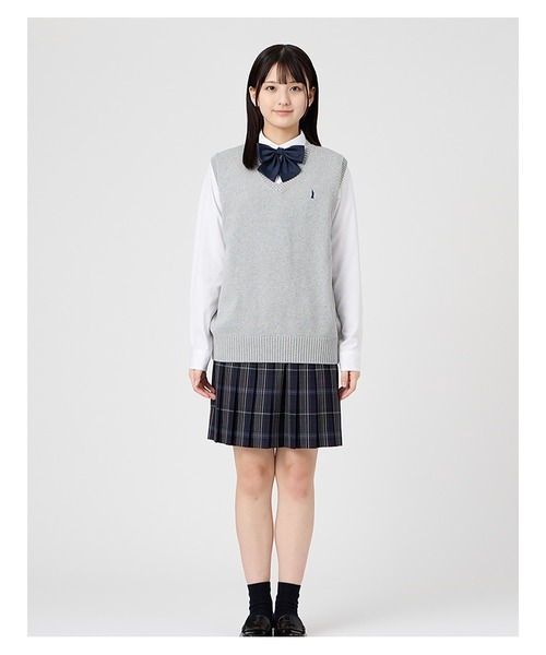 EASTBOY(イーストボーイ)の「ベスト 綿 7G ニット 通学 女子 制服 学生服 中学生 高校生 スクール(ベスト・キッズ・オフホワイト/ブラック/ライトグレー/ネイビー/ベージュ・9号/11号/13号/7号)」の10枚目の写真