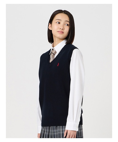 EASTBOY(イーストボーイ)の「ベスト 綿 7G ニット 通学 女子 制服 学生服 中学生 高校生 スクール(ベスト・キッズ・オフホワイト/ブラック/ライトグレー/ネイビー/ベージュ・9号/11号/13号/7号)」の15枚目の写真