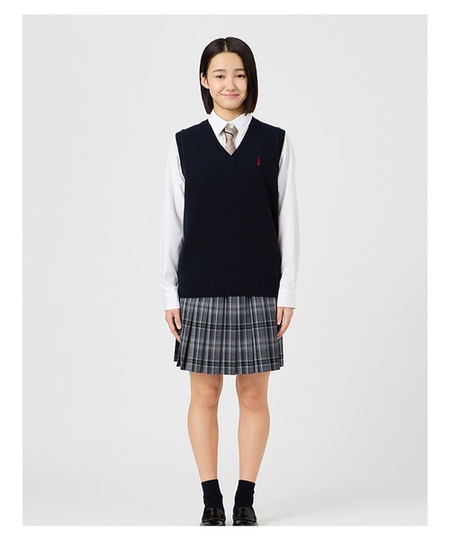 EASTBOY(イーストボーイ)の「ベスト 綿 7G ニット 通学 女子 制服 学生服 中学生 高校生 スクール(ベスト・キッズ・オフホワイト/ブラック/ライトグレー/ネイビー/ベージュ・9号/11号/13号/7号)」の16枚目の写真