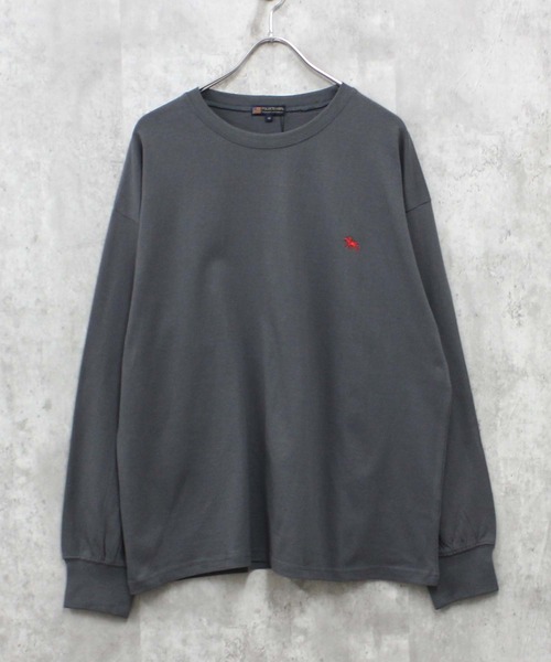 Outfitter lab（アウトフィッターラボ）の「【POLOCHAMPS / ポロチャンプス】ワンポイント 刺繍 ロングTシャツ（Tシャツ/カットソー・メンズ・ネイビー/チャコール/ブラック/オフホワイト/杢グレー/ダークグリーン・M/L/XL）」の2枚目の写真