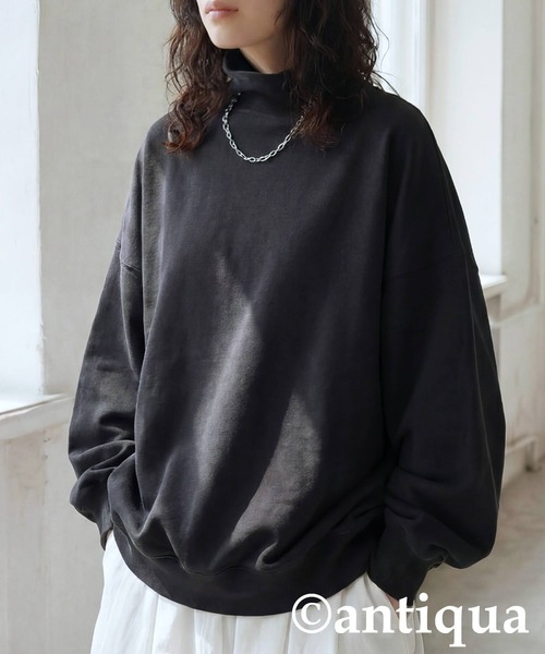 antiqua(アンティカ)の「ピグメント加工 スウェット(スウェット・レディース・ブラック/グレイッシュベージュ/スミクロ・P/R)」の7枚目の写真