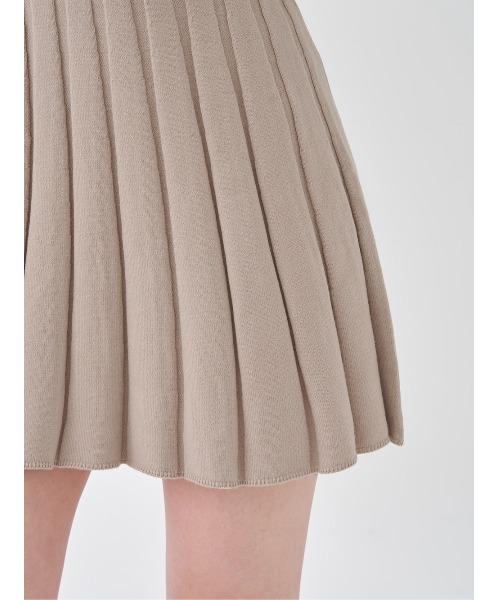 ネックリボンデザインフレアニットミニワンピース（ワンピース