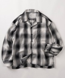 make a ray! | 【70】ヴィンテージライク オンブレチェック オープンカラーシャツ/ボックスシルエット/アメカジ(シャツ/ブラウス)