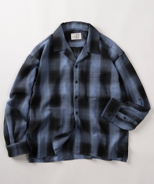セール】【70】ヴィンテージライク オンブレチェック オープンカラー