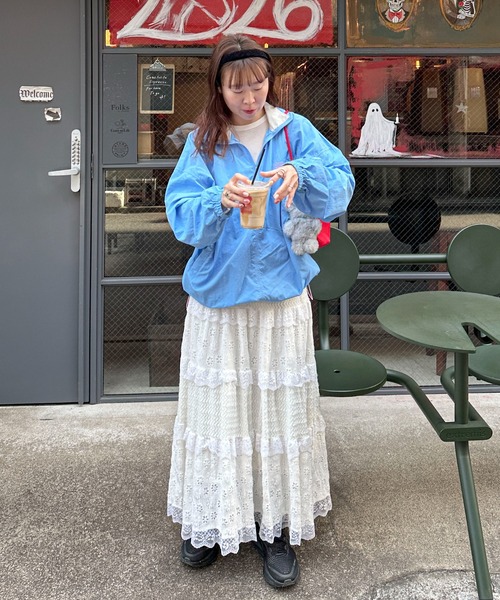 PILIT（ピリット）の「ハーフジップ ナイロンプルオーバー（その他トップス・レディース・ベージュ/ピンクベージュ/ブルー・MEDIUM）」の18枚目の写真