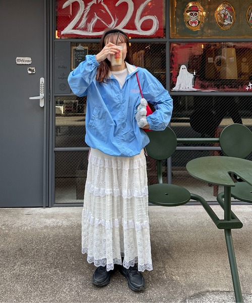 PILIT（ピリット）の「ハーフジップ ナイロンプルオーバー（その他トップス・レディース・ベージュ/ピンクベージュ/ブルー・MEDIUM）」の19枚目の写真