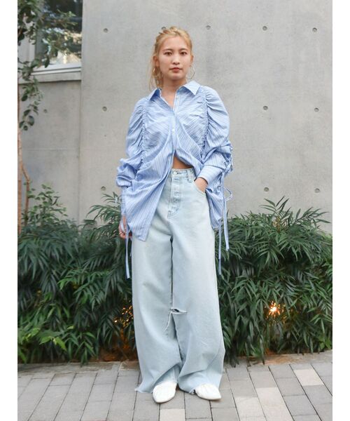 Ungrid(アングリッド)の「ギャザーデザインルーズシャツ(シャツ/ブラウス・レディース・ミント/パープル/ピンク/オフホワイト/ブルー・FREE)」の18枚目の写真