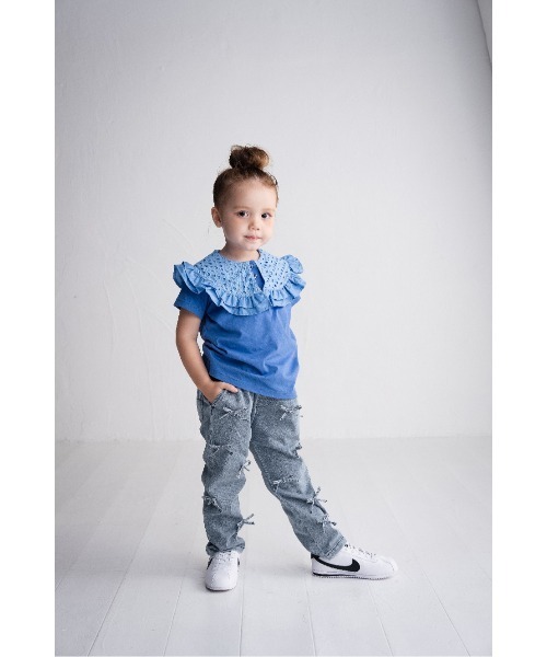 maarook（マルーク）の「天竺レース衿Tシャツ（Tシャツ/カットソー・キッズ・ホワイト/ブルー・140cm/150cm/160cm）」の8枚目の写真