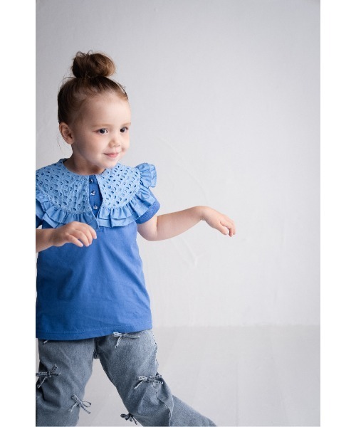 maarook（マルーク）の「天竺レース衿Tシャツ（Tシャツ/カットソー・キッズ・ホワイト/ブルー・140cm/150cm/160cm）」の9枚目の写真