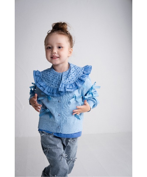 maarook（マルーク）の「天竺レース衿Tシャツ（Tシャツ/カットソー・キッズ・ホワイト/ブルー・140cm/150cm/160cm）」の12枚目の写真