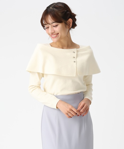 MISCH MASCH（ミッシュマッシュ）の「2026春夏新作 配色ラメケープニット（ニット/セーター・レディース・ホワイト/ピンク/ブラック×ホワイト/イエロー・ﾌﾘ-）」の15枚目の写真