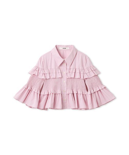 FURFUR(ファーファー)の「シャーリングフリルシャツ(シャツ/ブラウス・レディース・サックスブルー/ホワイト/ピンク・F)」の12枚目の写真