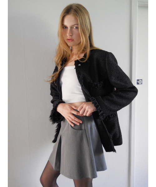 ETMON（エトモン）の「Fringe Pocket Tweed Jacket, Black（その他アウター・レディース・その他・FREE）」の3枚目の写真