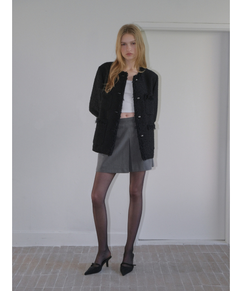 ETMON（エトモン）の「Fringe Pocket Tweed Jacket, Black（その他アウター・レディース・その他・FREE）」の4枚目の写真