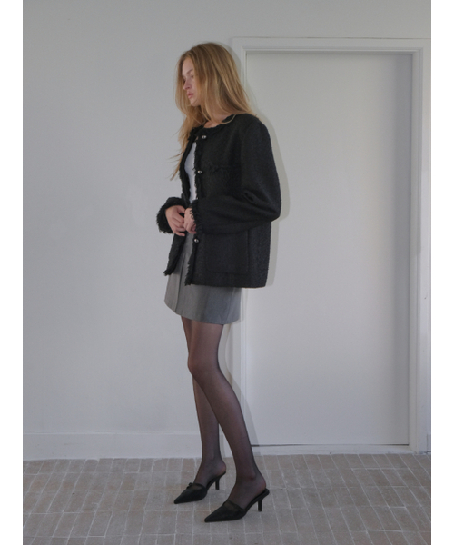 ETMON（エトモン）の「Fringe Pocket Tweed Jacket, Black（その他アウター・レディース・その他・FREE）」の5枚目の写真