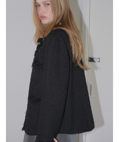 ETMON（エトモン）の「Fringe Pocket Tweed Jacket, Black（その他アウター・レディース・その他・FREE）」の6枚目の写真