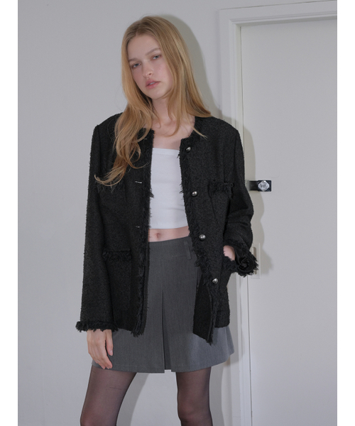 ETMON（エトモン）の「Fringe Pocket Tweed Jacket, Black（その他アウター・レディース・その他・FREE）」の7枚目の写真