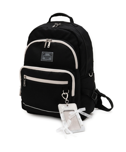 撥水】レースアップリボンカードホルダーつきリュック（バックパック