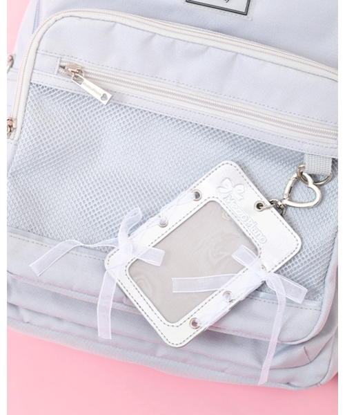 撥水】レースアップリボンカードホルダーつきリュック（バックパック