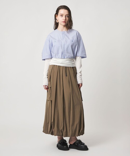 ASTRAET（アストラット）の「＜ASTRAET＞ストライプ 2ポケット クロップド ノーカラーブラウス（シャツ/ブラウス・レディース・ライラック/ライトピンク・FREE）」の4枚目の写真