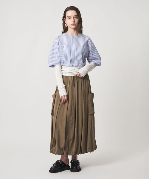 ASTRAET（アストラット）の「＜ASTRAET＞ストライプ 2ポケット クロップド ノーカラーブラウス（シャツ/ブラウス・レディース・ライラック/ライトピンク・FREE）」の5枚目の写真