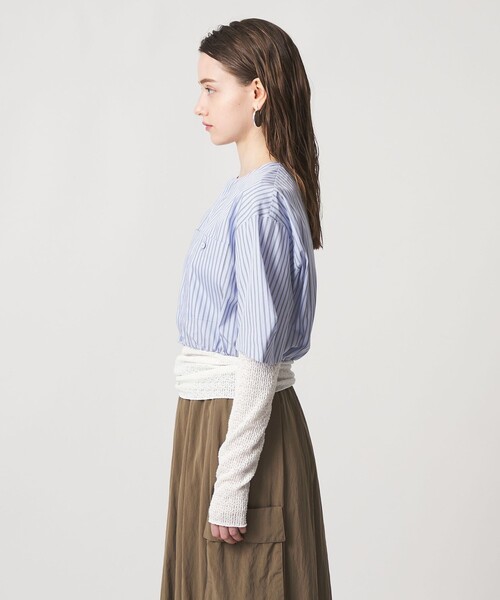 ASTRAET（アストラット）の「＜ASTRAET＞ストライプ 2ポケット クロップド ノーカラーブラウス（シャツ/ブラウス・レディース・ライラック/ライトピンク・FREE）」の10枚目の写真