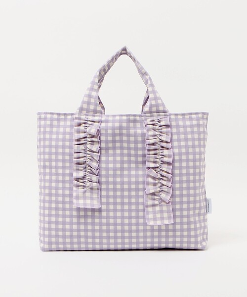 green label relaxing(グリーンレーベルリラクシング)の「レッスントート(ギンガム) / キッズ(トートバッグ・キッズ・ライトブルー/ライラック・FREE)」の1枚目の写真