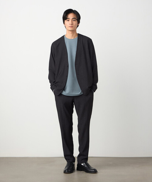 COMME CA ISM（コムサイズム）の「【セットアップ対応】デニムライクストレッチ ノーカラージャケット（スーツジャケット・メンズ・ネイビー/ブラック・LARGE/MEDIUM/SMALL）」の3枚目の写真