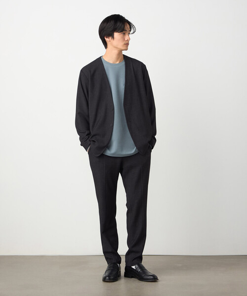 COMME CA ISM（コムサイズム）の「【セットアップ対応】デニムライクストレッチ ノーカラージャケット（スーツジャケット・メンズ・ネイビー/ブラック・LARGE/MEDIUM/SMALL）」の4枚目の写真