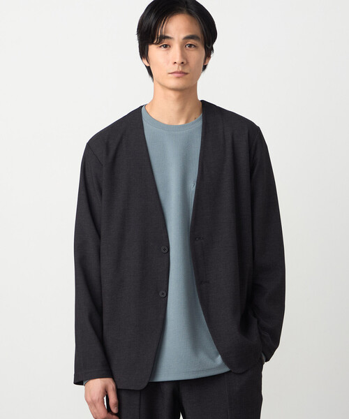 COMME CA ISM（コムサイズム）の「【セットアップ対応】デニムライクストレッチ ノーカラージャケット（スーツジャケット・メンズ・ネイビー/ブラック・LARGE/MEDIUM/SMALL）」の5枚目の写真