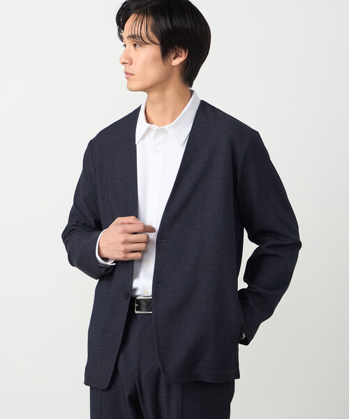 COMME CA ISM（コムサイズム）の「【セットアップ対応】デニムライクストレッチ ノーカラージャケット（スーツジャケット・メンズ・ネイビー/ブラック・LARGE/MEDIUM/SMALL）」の9枚目の写真