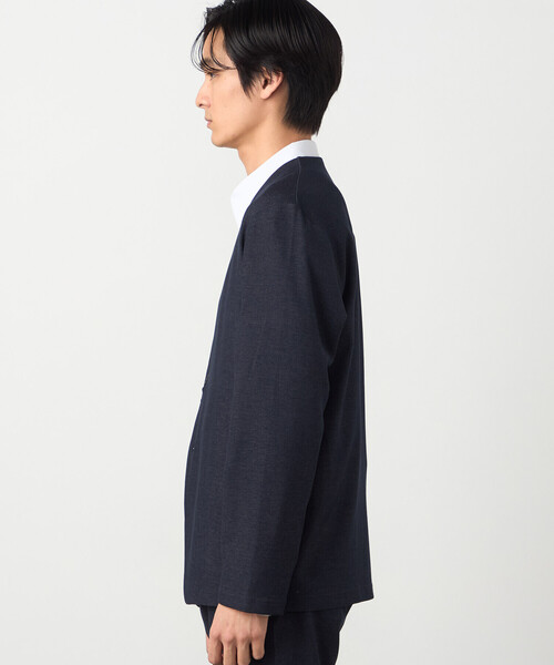 COMME CA ISM（コムサイズム）の「【セットアップ対応】デニムライクストレッチ ノーカラージャケット（スーツジャケット・メンズ・ネイビー/ブラック・LARGE/MEDIUM/SMALL）」の12枚目の写真