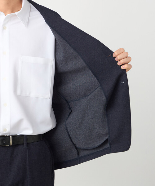 COMME CA ISM（コムサイズム）の「【セットアップ対応】デニムライクストレッチ ノーカラージャケット（スーツジャケット・メンズ・ネイビー/ブラック・LARGE/MEDIUM/SMALL）」の18枚目の写真