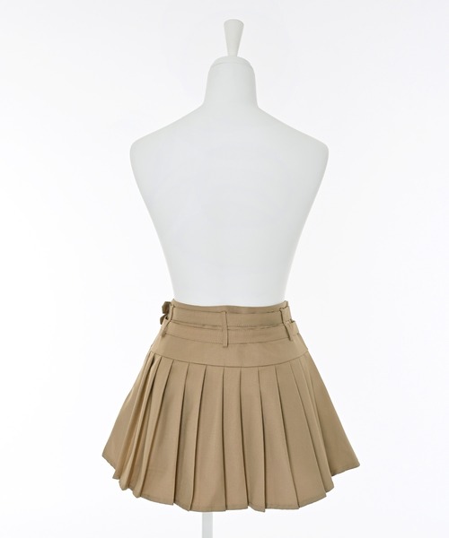 Narcissus（ナルシス）の「ベルトプリーツミニスカート/インナーパンツ付き（スカート・レディース・チャコール/ベージュ・FREE）」の6枚目の写真