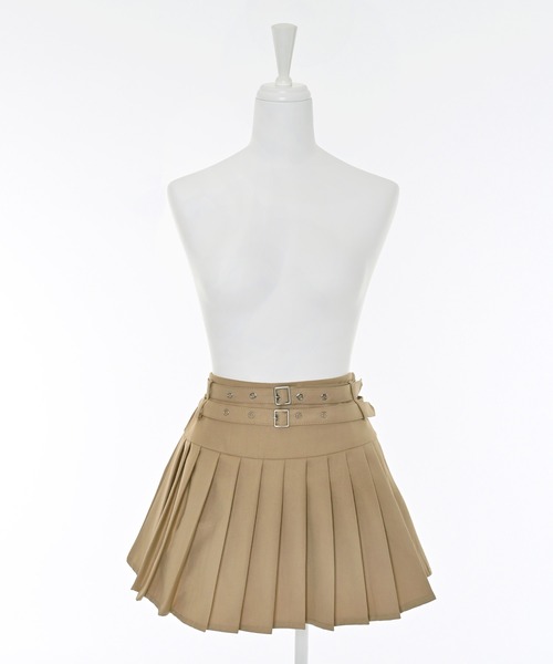 Narcissus（ナルシス）の「ベルトプリーツミニスカート/インナーパンツ付き（スカート・レディース・チャコール/ベージュ・FREE）」の5枚目の写真