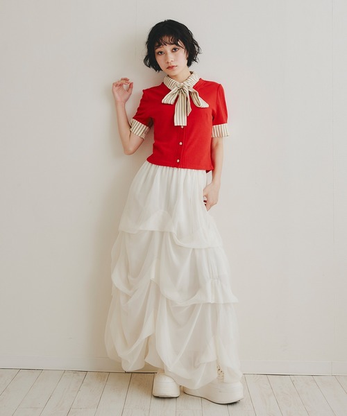 REDYAZEL(レディアゼル)の「タックバルーンボリュームシフォンロングスカート(スカート・レディース・ピンク/ブラック/ブルー/オフホワイト/ミント/イエロー・FREE)」の22枚目の写真