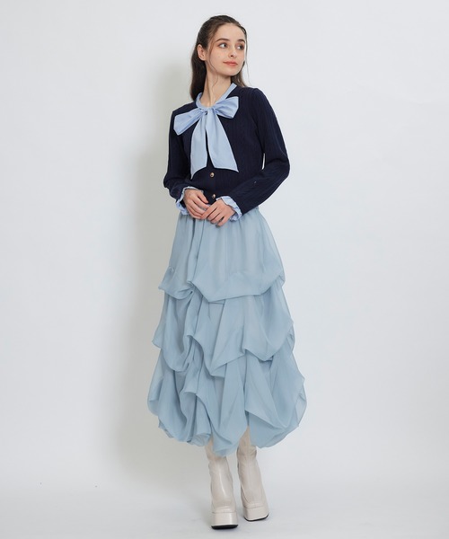 REDYAZEL（レディアゼル）の「タックバルーンボリュームシフォンロングスカート（スカート・レディース・ピンク/ブラック/ブルー/オフホワイト・FREE）」の15枚目の写真