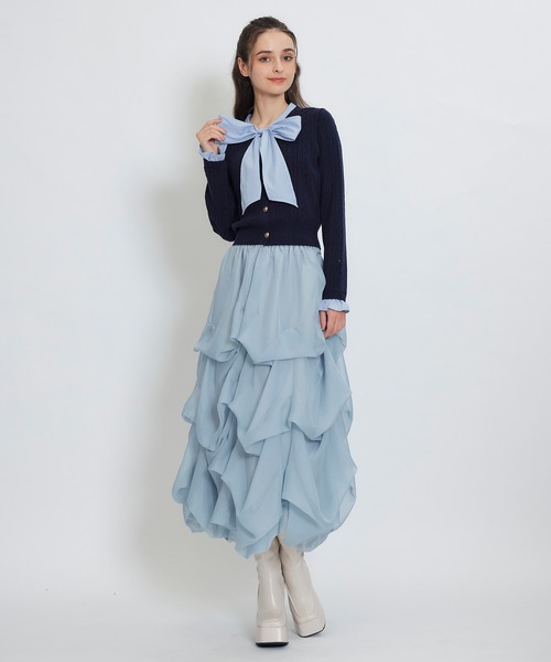 REDYAZEL（レディアゼル）の「タックバルーンボリュームシフォンロングスカート（スカート・レディース・ピンク/ブラック/ブルー/オフホワイト・FREE）」の16枚目の写真