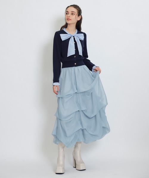 REDYAZEL（レディアゼル）の「タックバルーンボリュームシフォンロングスカート（スカート・レディース・ピンク/ブラック/ブルー/オフホワイト・FREE）」の17枚目の写真