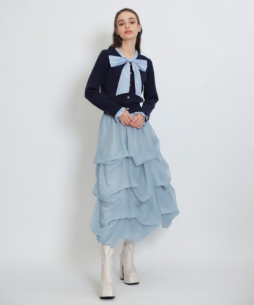 REDYAZEL（レディアゼル）の「タックバルーンボリュームシフォンロングスカート（スカート・レディース・ピンク/ブラック/ブルー/オフホワイト・FREE）」の18枚目の写真