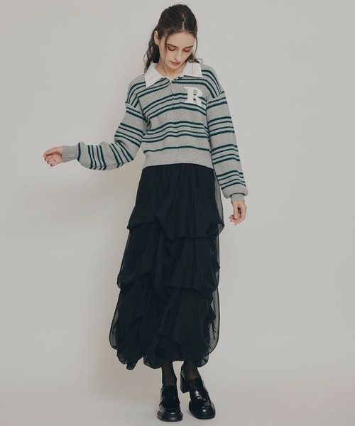 REDYAZEL（レディアゼル）の「タックバルーンボリュームシフォンロングスカート（スカート・レディース・ピンク/ブラック/ブルー/オフホワイト・FREE）」の11枚目の写真