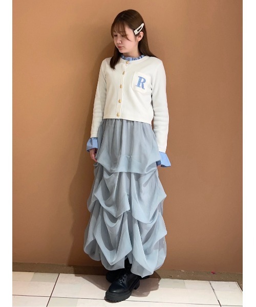 REDYAZEL(レディアゼル)の「タックバルーンボリュームシフォンロングスカート(スカート・レディース・ピンク/ブラック/ブルー/オフホワイト/ミント/イエロー・FREE)」の16枚目の写真