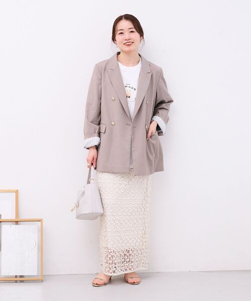 le.coeur blanc（ルクールブラン）の「シアー刺繍ナロースカート（スカート・レディース・アイボリー/ブラック・38）」の17枚目の写真