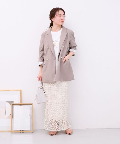 le.coeur blanc（ルクールブラン）の「シアー刺繍ナロースカート（スカート・レディース・アイボリー/ブラック・38）」の20枚目の写真